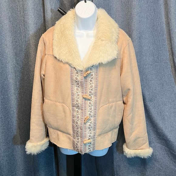 Coldwater Creek faux suede sherpa line jacket - Picture 1 of 6